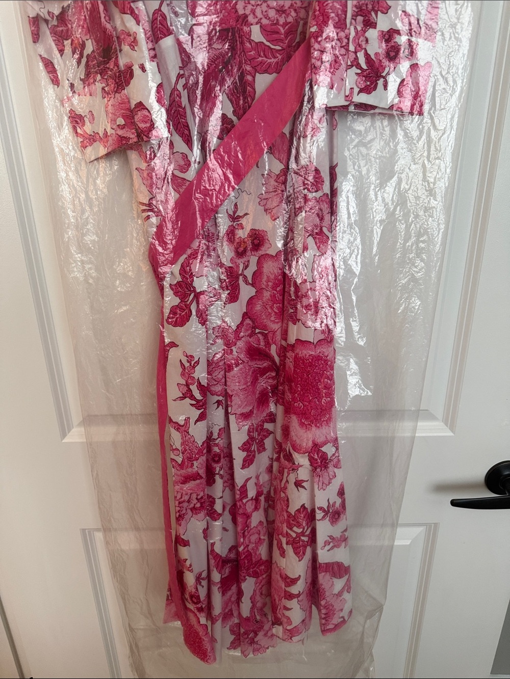 Diane Von Furstenberg Pink and White Floral Annabeth Midi Dress Size 10 - Picture 8 of 9